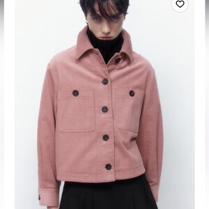 Pink Zara Corduroy Overshirt Shacket MEDIUM
